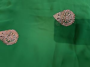 Green Saree With Black Golden Velvet Border