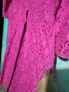 Elegant Pink Lace Kurta Set
