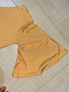 Chic Yellow Striped Flared Dress