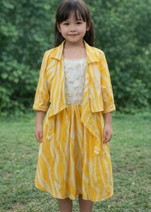 yellow dress with over coat
