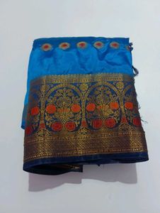 Vibrant Blue Banarasi Silk Saree