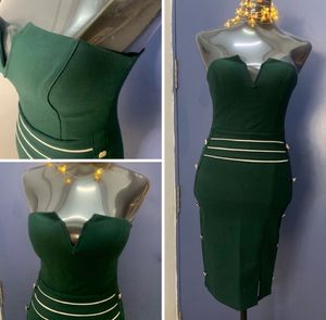 Emerald Green V-Neck Bodycon Dress