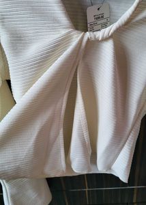 Cream Ribbed Long Sleeve Top