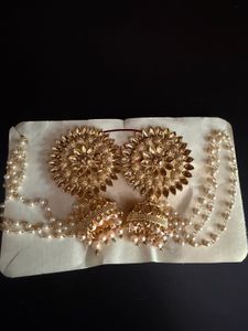 Exquisite Jhumka Earrings with Pearl Chains
