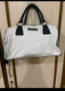 Chic White & Silver Duffle Bag