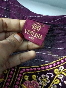 Elegant Purple Striped Kurta pant set