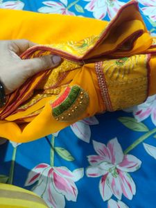 Vibrant Yellow Embroidered Saree
