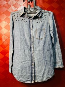 Stylish Denim Shirt with Star Embellishments