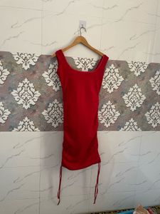 Chic Red Ruched Bodycon Dress
