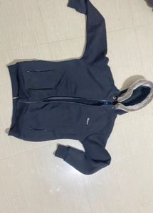 black very warm Faux Fur Hooded Jacket