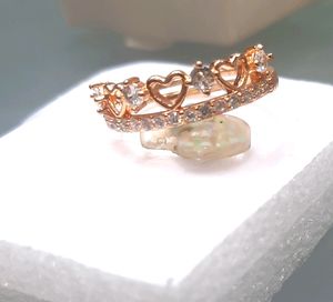 Crown 👑 Finger Ring With Stone In Rose Gold . Adjustable