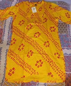Vibrant Yellow Bandhani Kurti