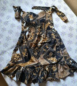 Elegant Baroque Print Mini Dress