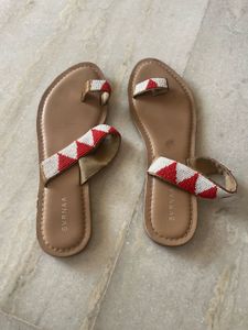 New Svrnaa Beaded Toe Ring Flat Sandals