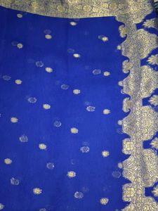 Blue &amp; Gold Dress Material