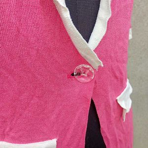 Pink Collared Cardigan
