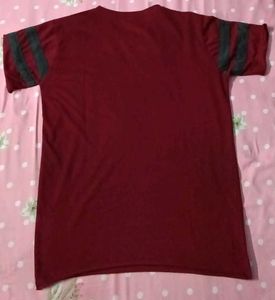 Men's Maroon Striped T-Shirt