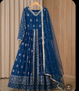 Stunning Blue Embellished Anarkali Suit