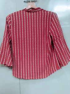 Chic Striped Bell Sleeve shirt top