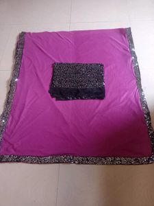 Elegant Purple Saree with Sequins