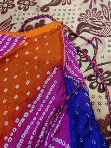 Silk Bandhej Lehanga With Full Faliry