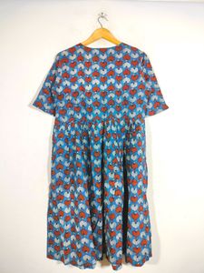 Light Teal Blue Printed Kurta (Women's)