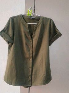 Olive Green Button-Down Top