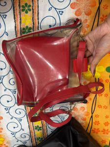 Chic Red Transparent Bag with Pouch