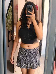 Floral Print Ruffle Skirt