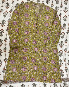 Olive Green Cotton Kurti-WESTSIDE