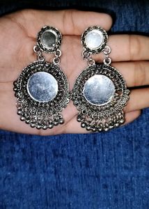 Elegant Silver Oxidized  maangtika and 2 earings J