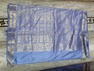 Elegant Blue Saree with Gold Border