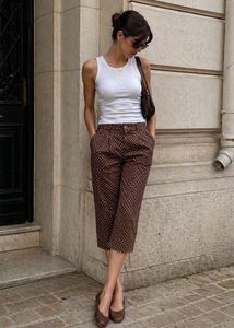 Brown Polka Dot Capris pants