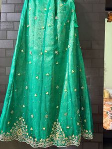 Emerald Green Embroidered Lehenga Skirt