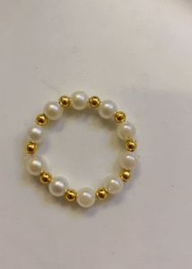 Chic Pearl & Gold Beaded Ring