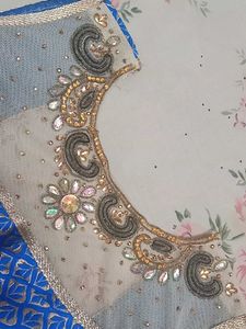 Elegant Royal Blue Embellished Blouse