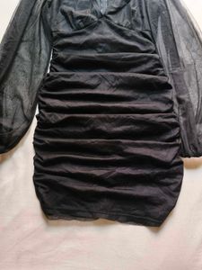 Black Mesh Midi Dress