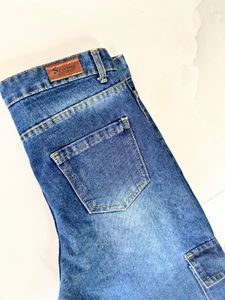 Womens Wide Leg Cargo Jeans