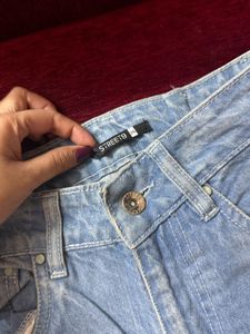 Ripped Wide Leg Denim Jeans
