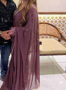 Embellished Saree with Feather Accents