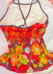 Vibrant Floral Bikini Top