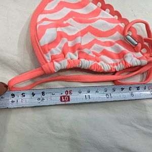 🪔 Coral &amp; Grey Chevron Bikini Top