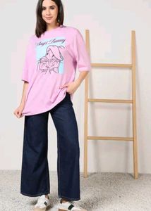 Shein Drop Shoulder Bugs Bunny Chest PrintCrew Tsh