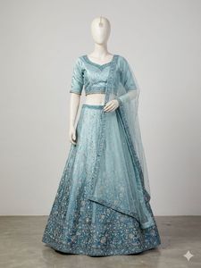 Stunning Teal Embellished Lehenga Choli
