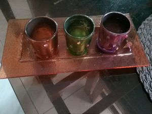 Jeweled Votive Candle Holders &amp; Tray Set