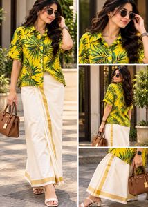 Vibrant Tropical Leaf Print Shirt