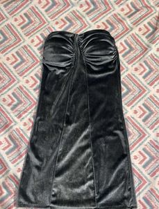 Velvet Strapless Ruched  Dress