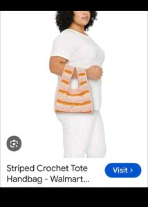 wild fable Striped Crochet Tote Handbag
