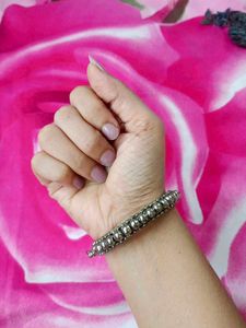 Elegant Silver Beaded Bangles