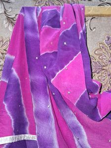 Vibrant Pink &amp; Purple Striped Dupatta of 1